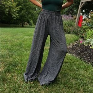 Brandy Melville Black White Floral Hippy Pants